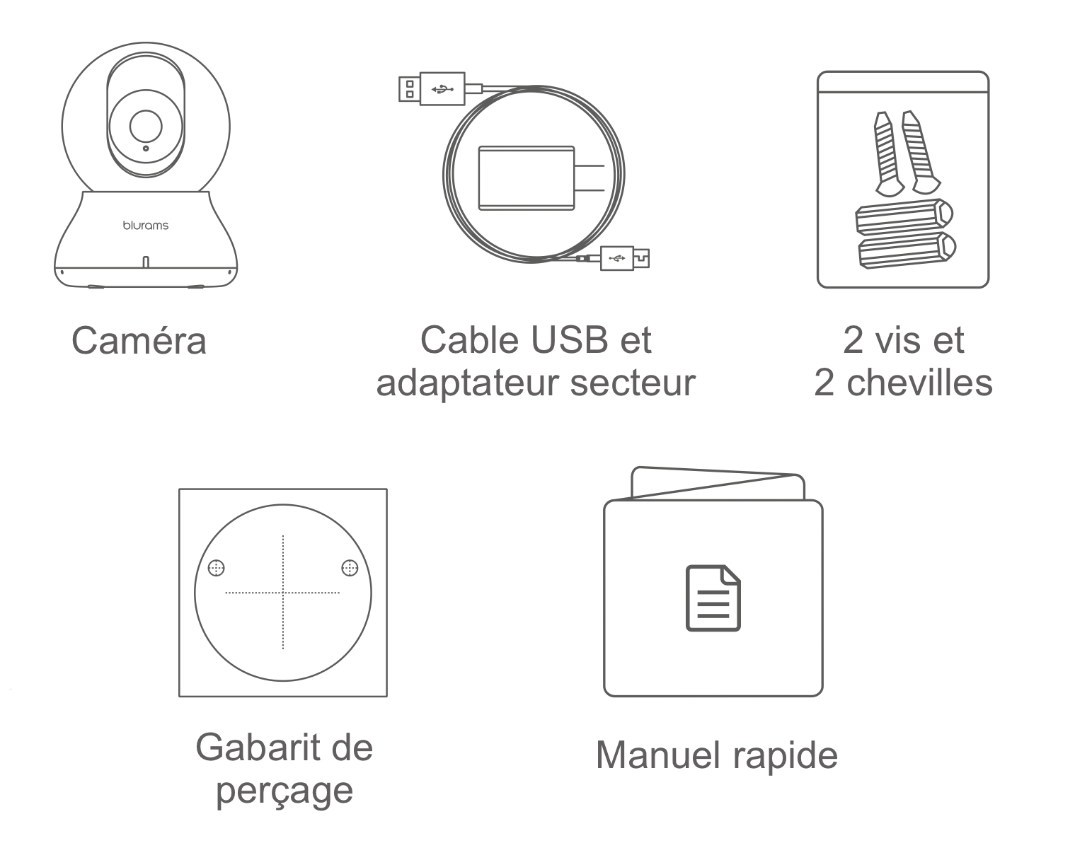 Accessoires livrés avec la caméra Wifi Blurams Dome Lite 2