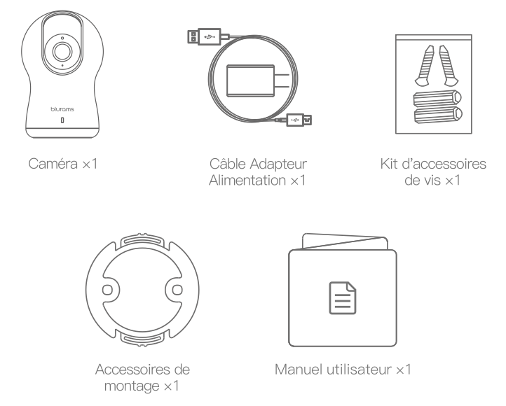 Accessoires livrés avec la caméra Wifi Blurams Dome Pro