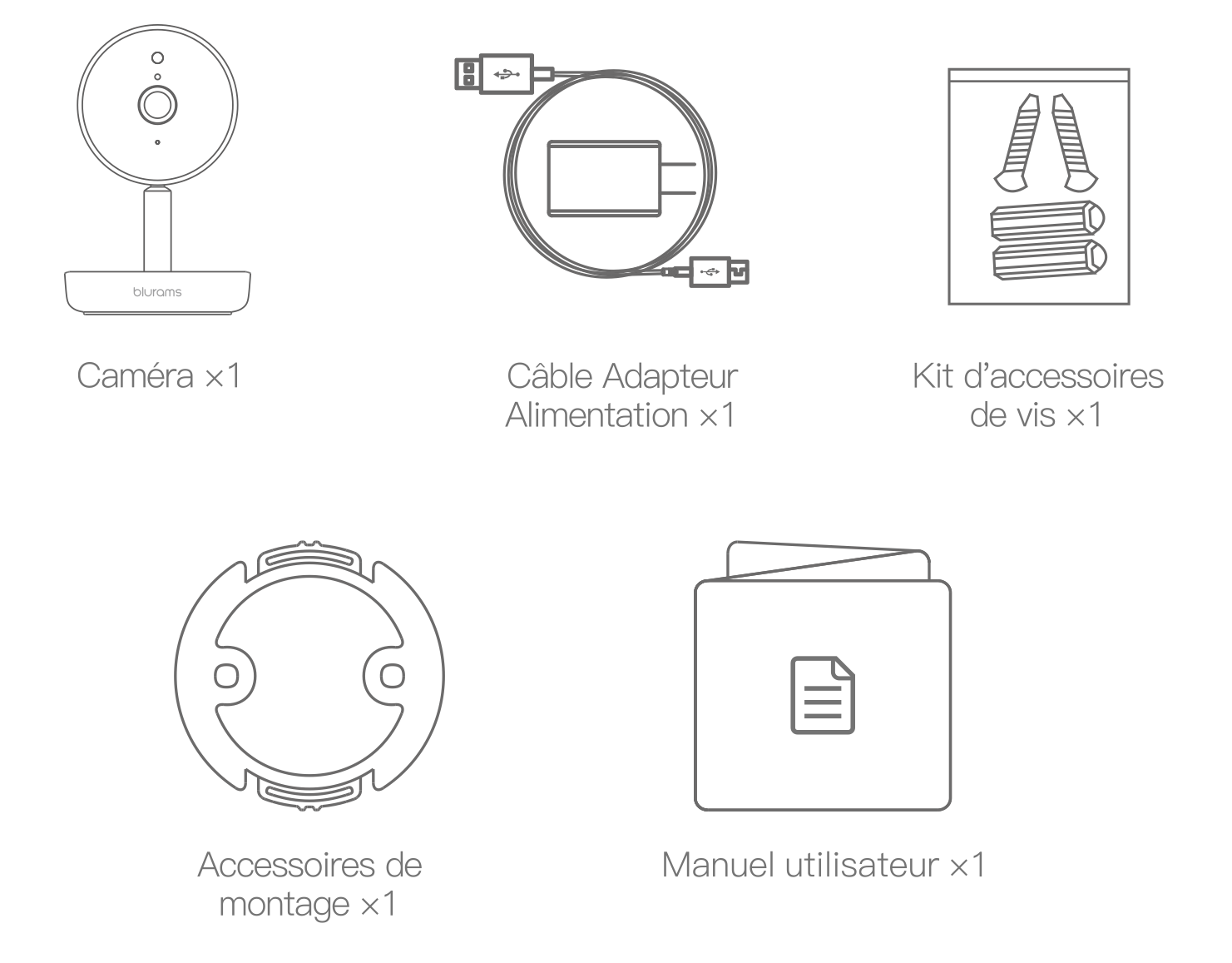 Accessoires livrés avec la caméra Wifi Blurams Home Pro