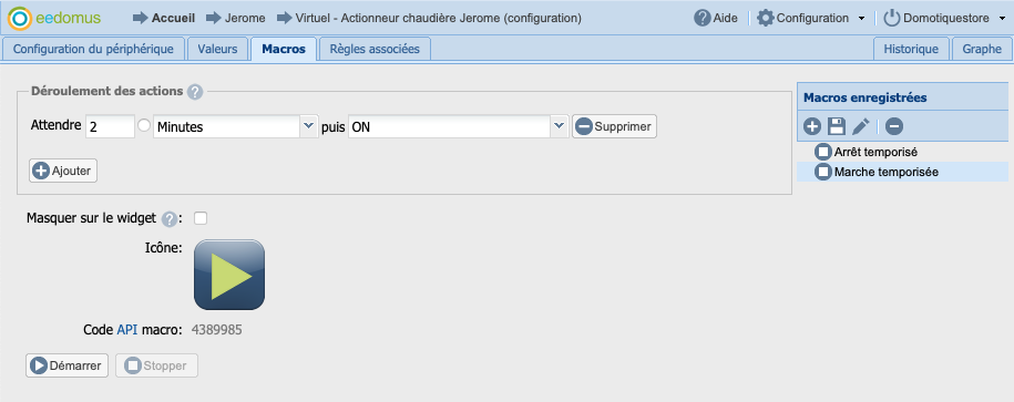 eedomus : Macros de temporisation de chaudière