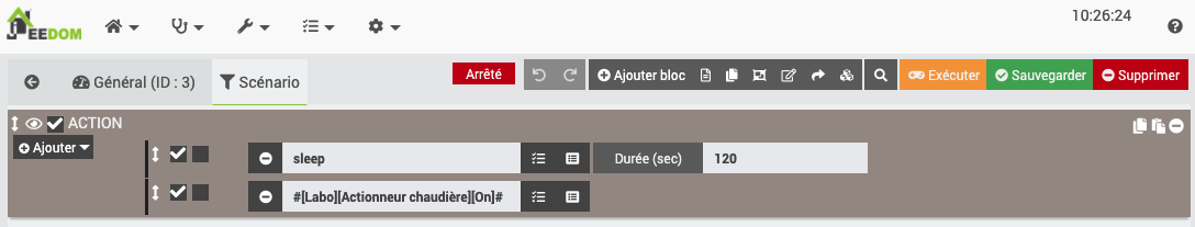 Chauffage central par plancher chauffant avec Jeedom - Mise en marche temporisée de la chaudière