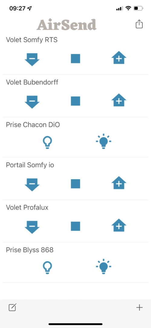 Application smartphone iOS (iPhone / iPad) et Android de la passerelle / émetteur / télécommande 433 MHz et 868 MHz Devmel AirSend 2 Duo