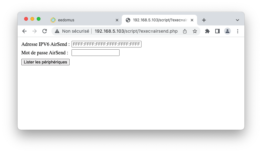 Configurer Devmel AirSend sur eedomus+