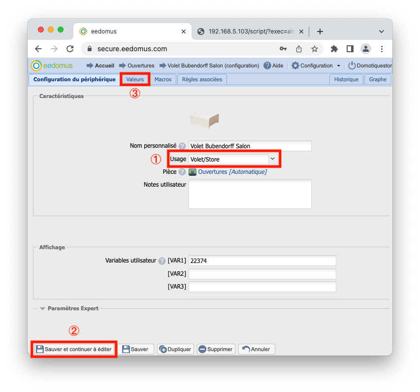 Configuration du périphérique 433 / 868 MHz 