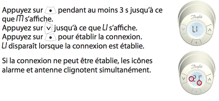 Inclusion / Exclusion / Test de connexion d'une vanne thermostatique ZWave Danfoss Living Connect