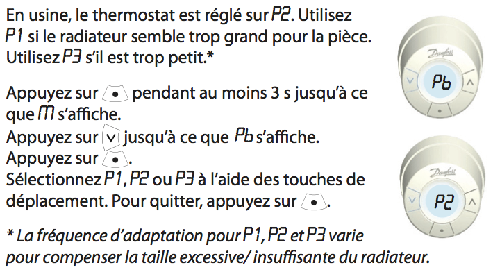 Configuration de la taille des radiateurs sur Danfoss Living Connect