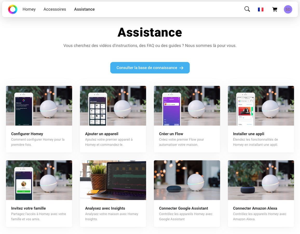 Assistance Homey en Francais