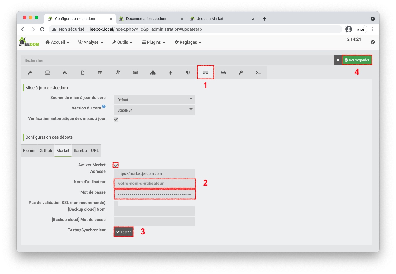 Lier votre Jeedom à votre compte Market