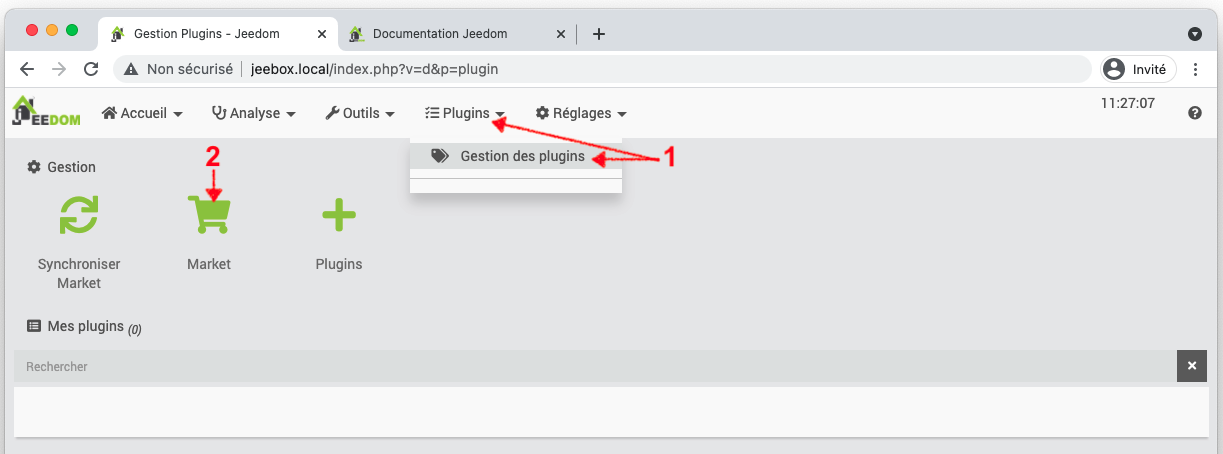 JeeBox avec Jeedom : Accéder au market