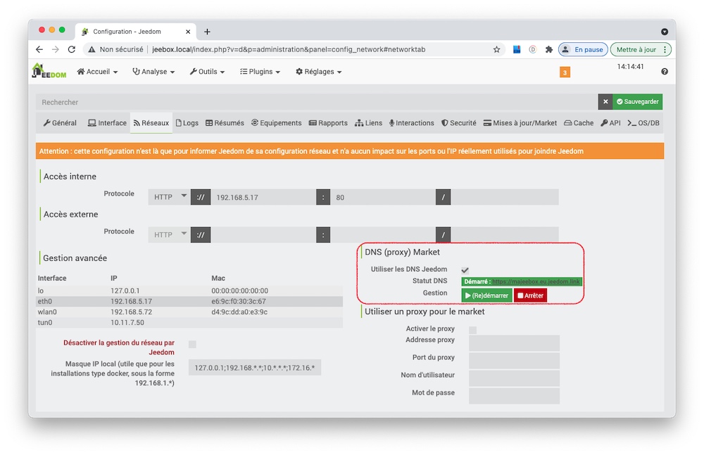 Activer le service "DNS" d'accès à distance de Jeedom (jeedom.link)