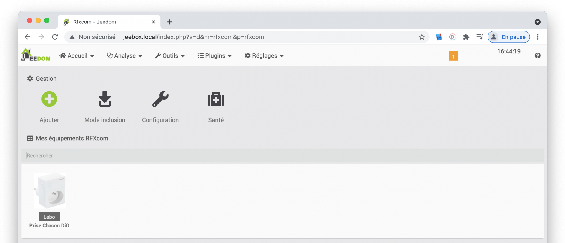 Rôle des boutons du plugin RFXcom