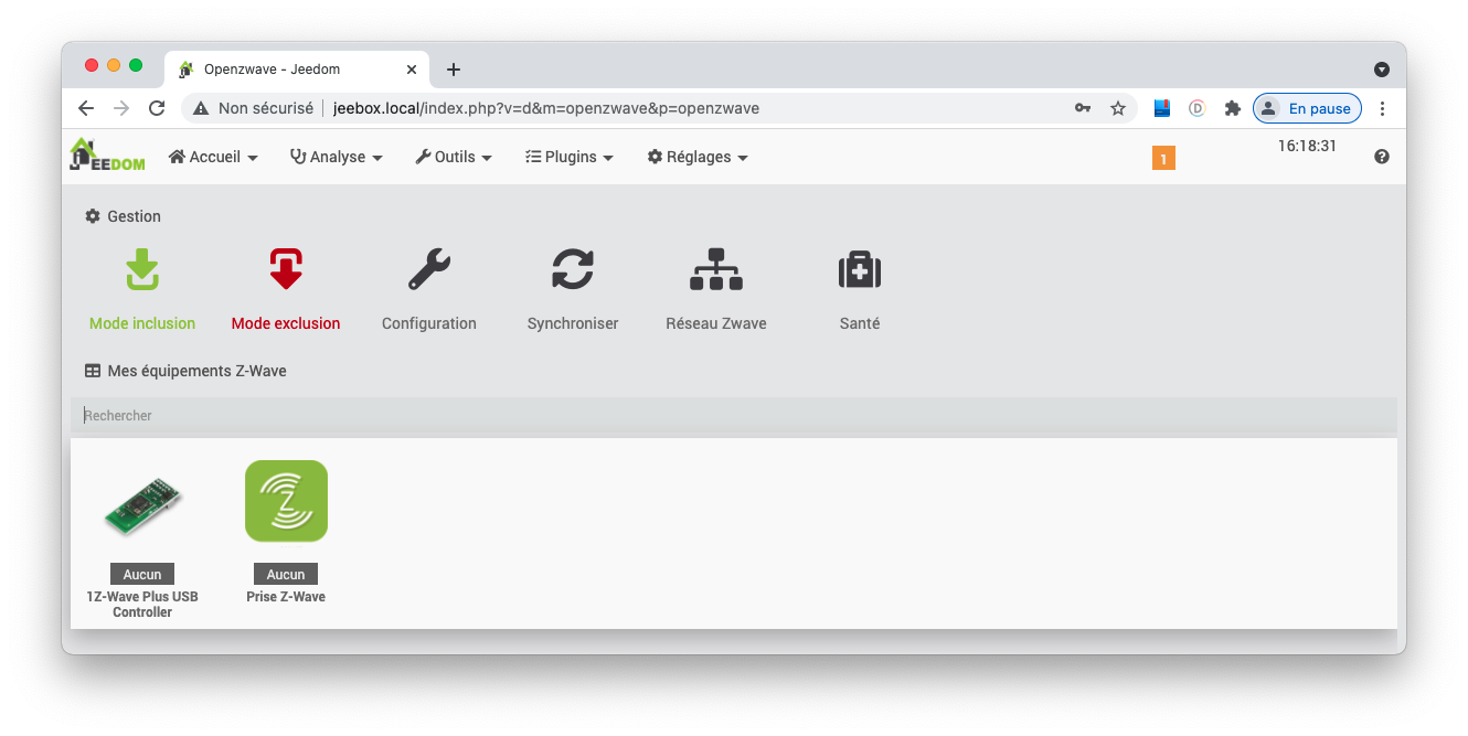 Rôle des boutons du plugin Z-Wave