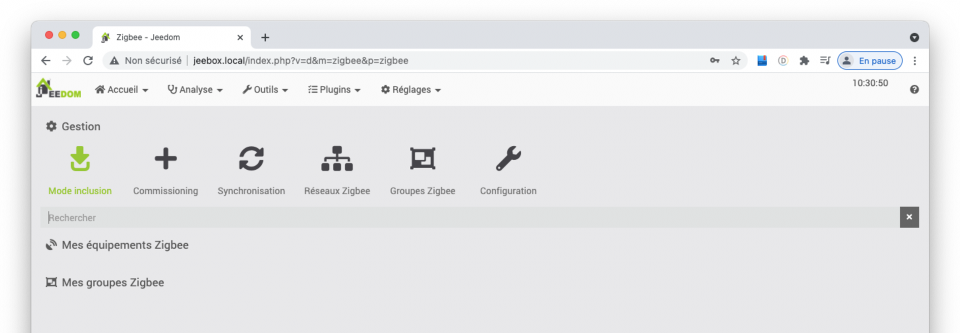 Rôle des boutons du plugin ZigBee