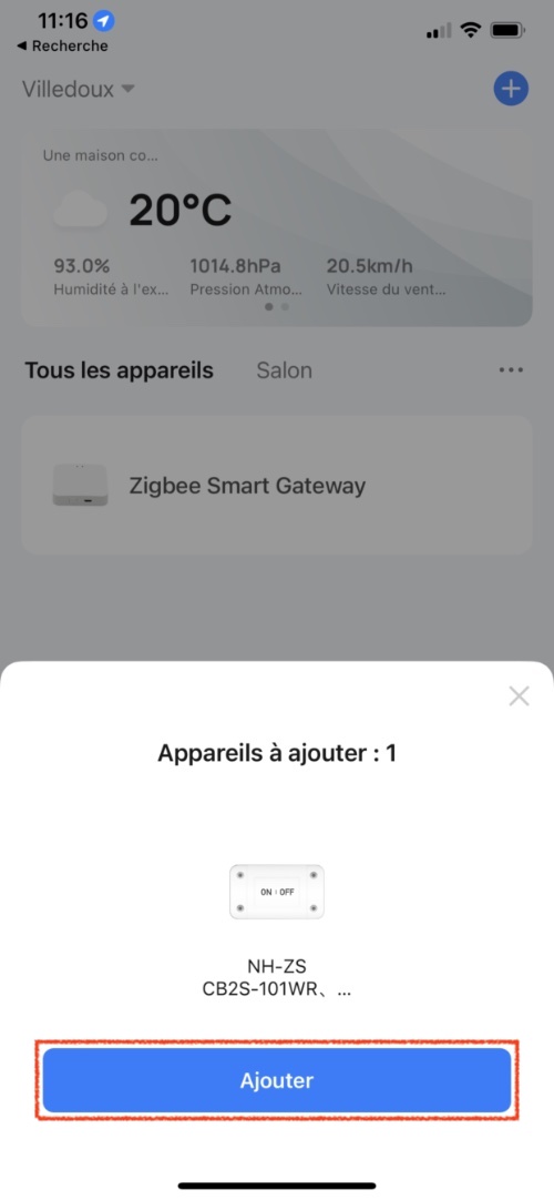 Détection automatique via bluetooth de l'interrupteur WiFi sur câble MOES MS101