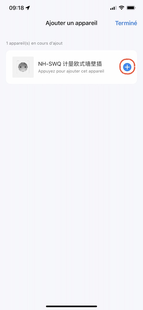 Conformation de l'association de la prise murale MOES WK-FR16M sur Tuya Smart Life