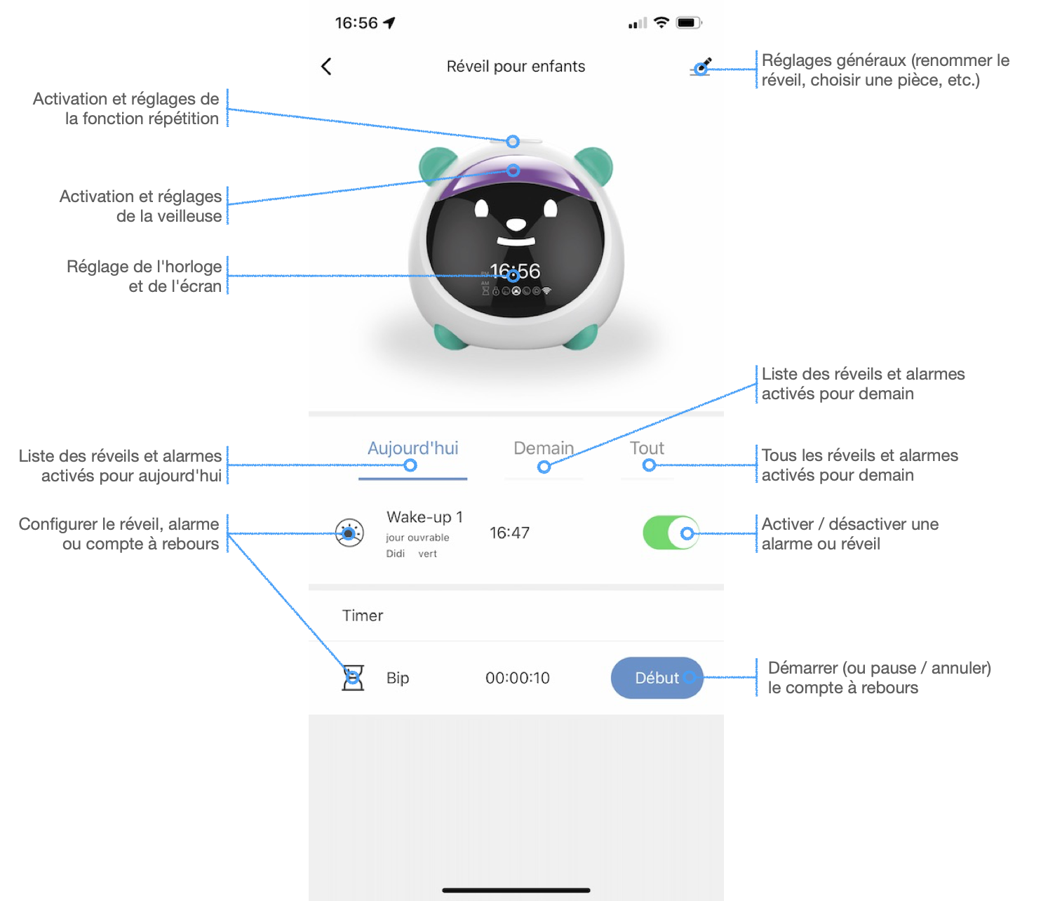 Présentation de l'application du réveil WiFi pour enfants MOES STC-001