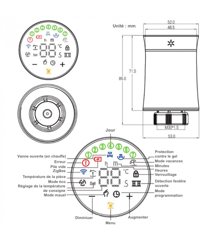 Présentation de la tête thermostatique ZigBee Moes ZTRV-BY-100