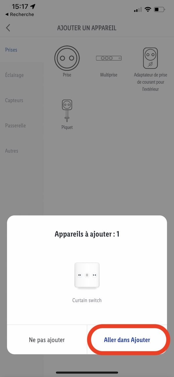 Ajouter un appareil sur l'application Lidl Home