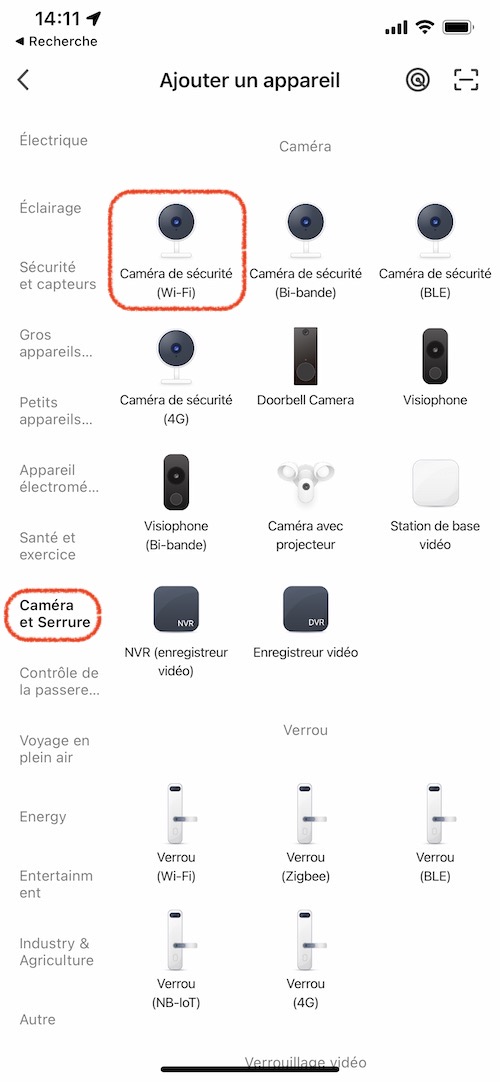 Ajouter une caméra WiFi à l'application Tuya Smart / Smart Life