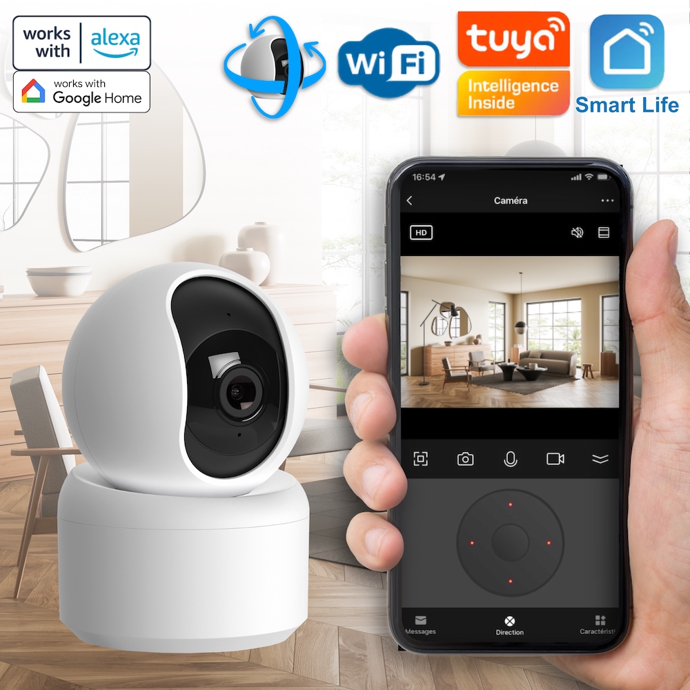 Caméra IP WiFi motorisée 3MP compatible tuya Smart Life