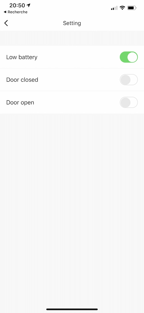 Réglages du détecteur d'ouverture WiFi pour porte ou fenêtre Tuya-DWS1