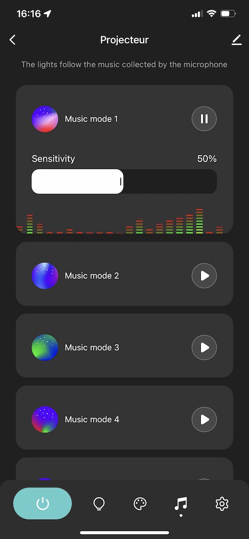Application : Choix des scènes lumineuses synchronisées sur la musique