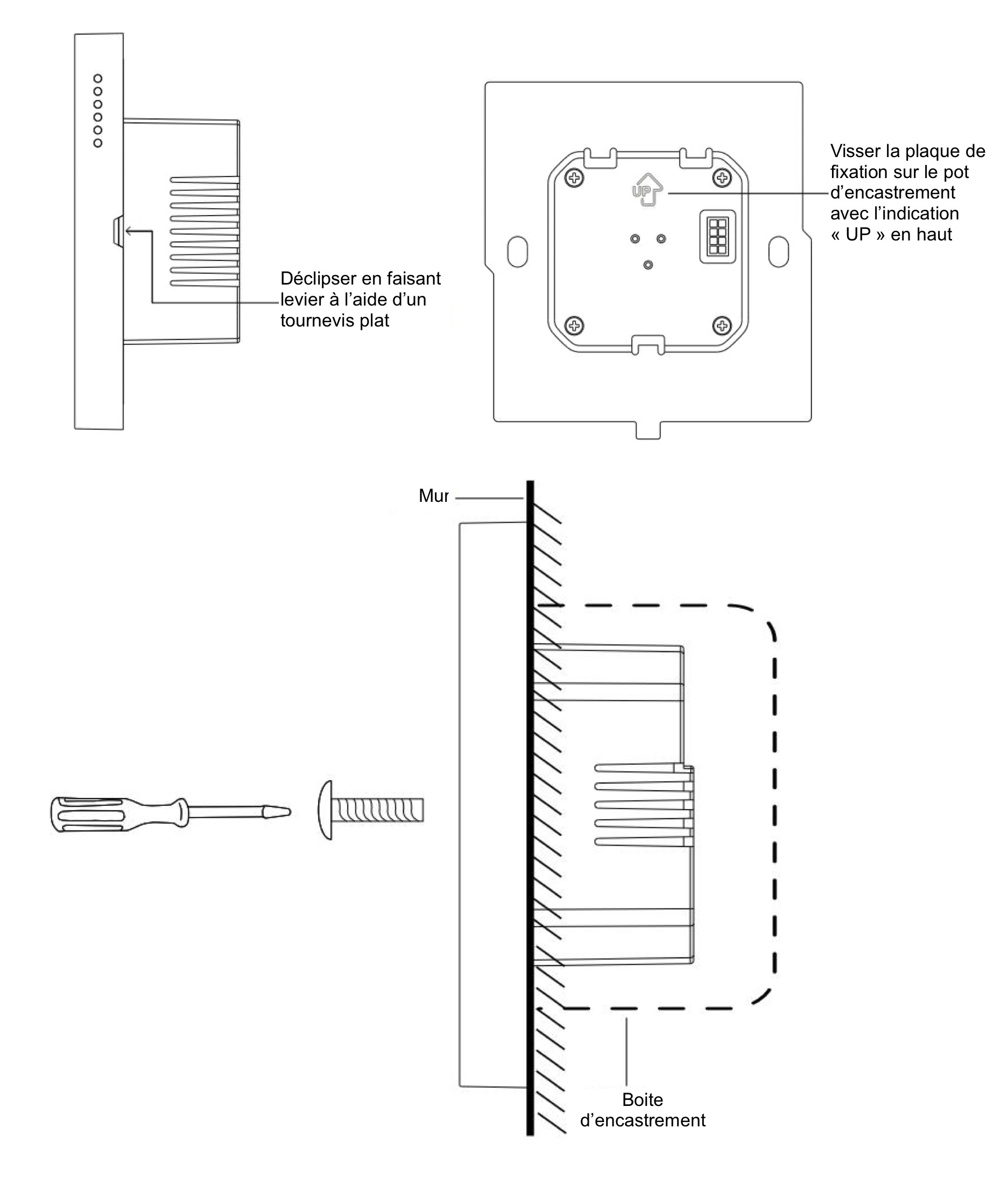 Installation de l'écran tactile WiFi pour contrôle d'appareils et scènes Tuya SmartLife T6E