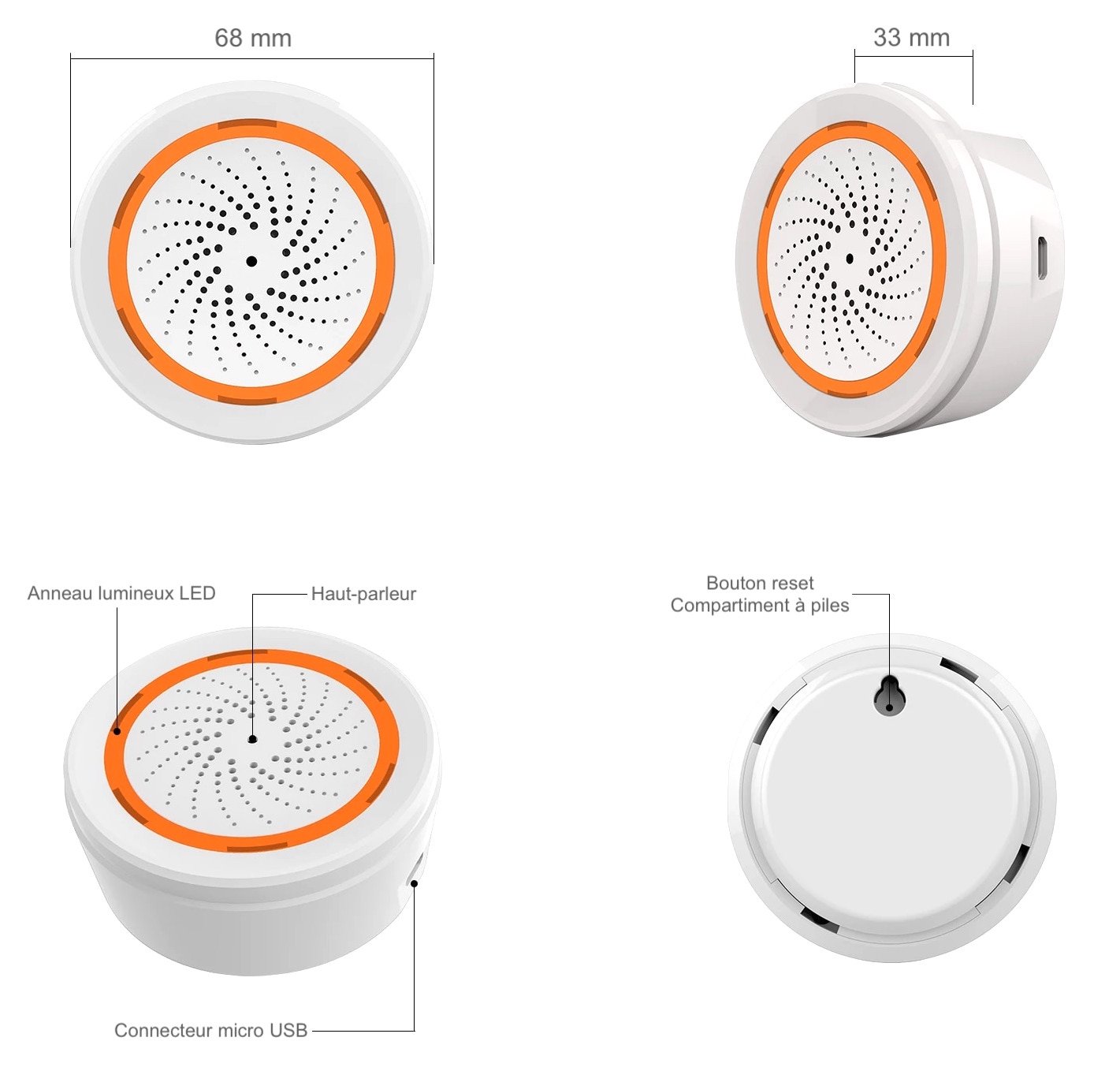 Présentation du carillon / sirène zigbee alimenté par piles ou micro USB