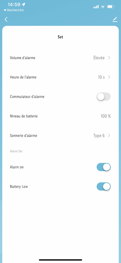 Réglages du carillon / sirène zigbee