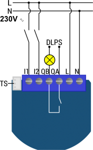 câblage du Qubino 1 relai Flush 1D Relay ZMNHND1 en 230VAC