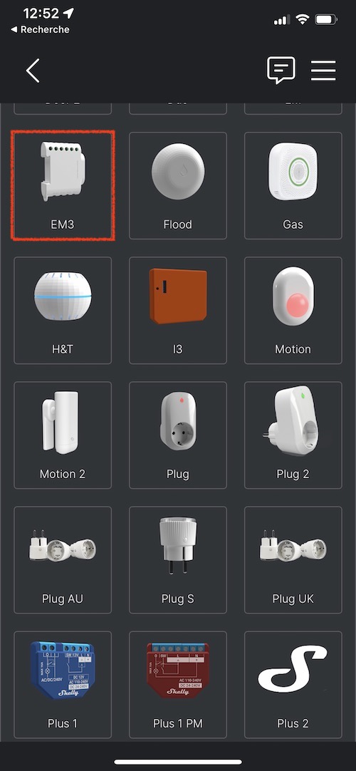 Ajout du Shelly 3EM à l'application Shelly