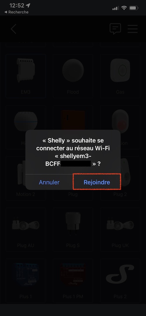 Confirmation de l'ajout du Shelly 3EM
