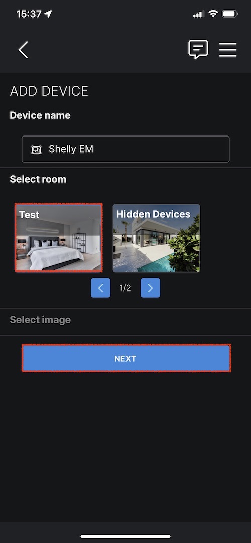 Attribuer une pièce au Shelly EM Energy Meter