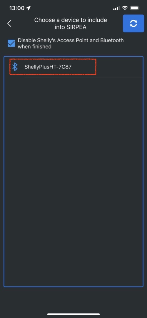 Détection en Bluetooth du thermomètre hygromètre Shelly Plus H&T