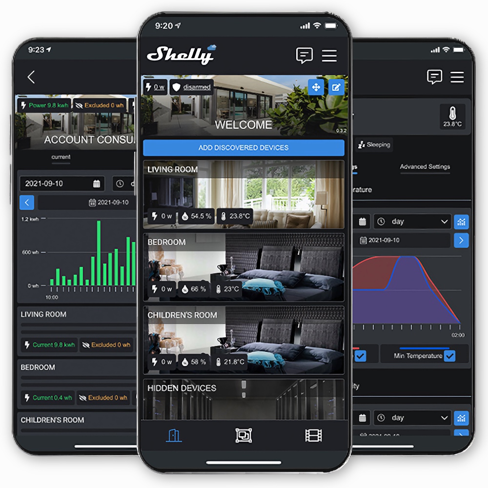 Application smartphone pour iOS (iPhone) et Android du Thermomètre Hygromètre WiFi Shelly Plus H&T