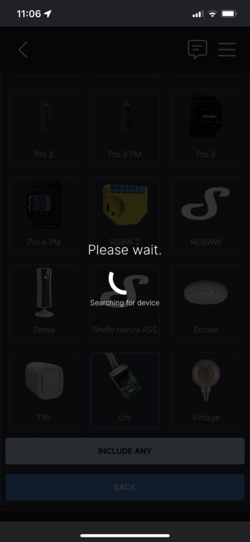 Ajout du Shelly Uni à l'application Shelly