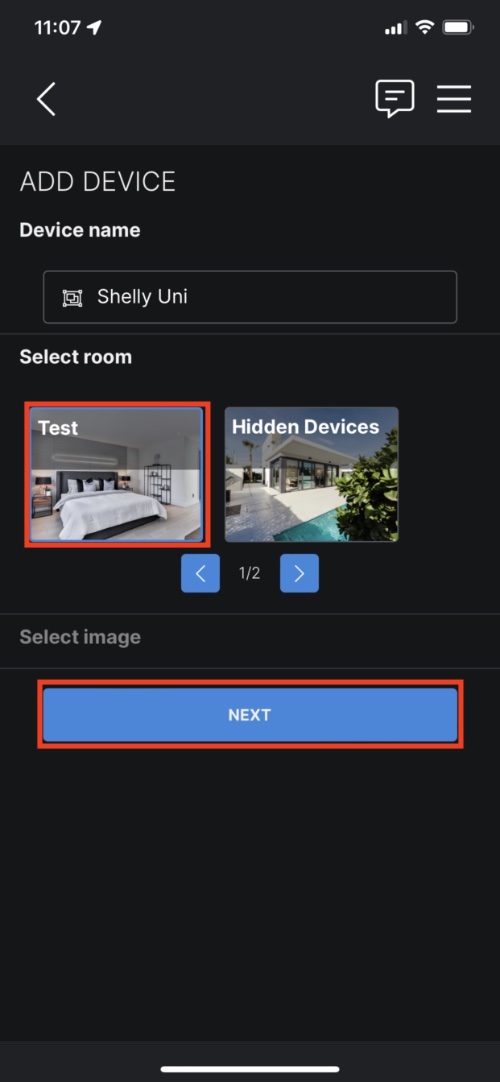 Attribuer une pièce au Shelly UNI