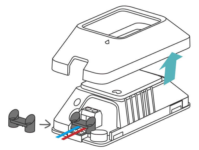 Accéder aux bornes de raccordement du module ZigBee actionneur 10A sur câble Sonoff BasicZBR3