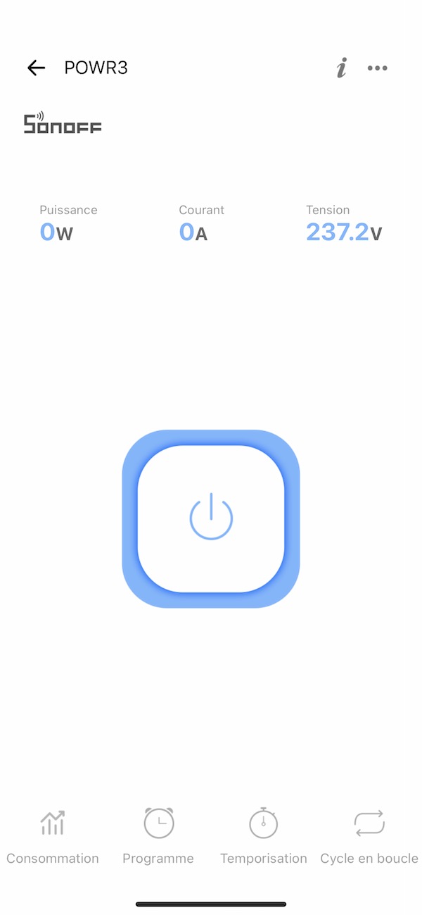 Application smartphone eWelink (iOS et Android) pour Sonoff POWR3