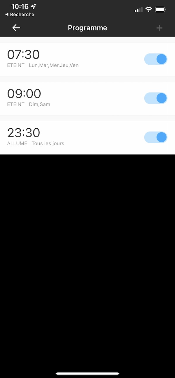 Programmation horaire hebdomadaire du contacteur DIN 25A avec mesure de consommation Sonoff POWR3