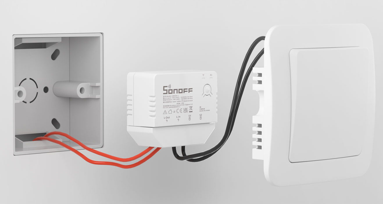 Câblage du module ZigBee sans neutre Sonoff ZBmini-L