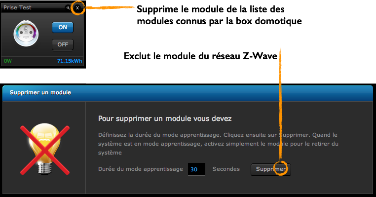 Suppression / Exclusion sur box domotique Fibaro Home Center 2 ou HC Lite