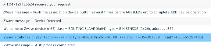 Lignes du suivi d'ctivité de la Zibase concernant l'inclusion du module FGMS-001