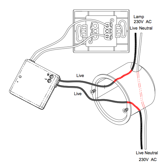Câblage du micro-module variateur Z-Wave BeNext Built-in Dimmer