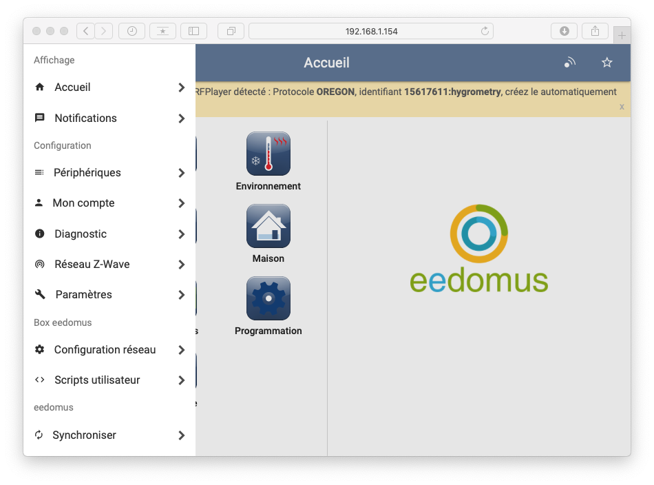 Interface Web locale de la eedomus+