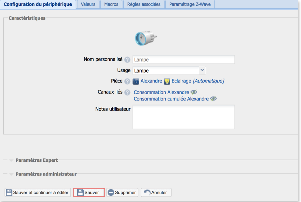 configuration du périphérique
