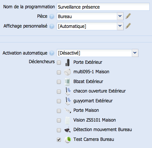 Déclencheurs Eedomus