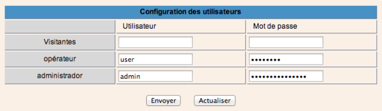 configuration des utilisateurs