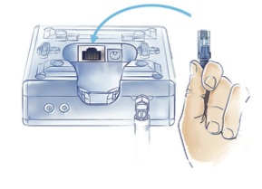 Connexion du câble ethernet au dessous du Home Center Lite