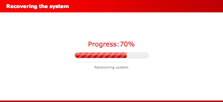 Barre de progression de la restauration du système Home Center Lite de Fibaro